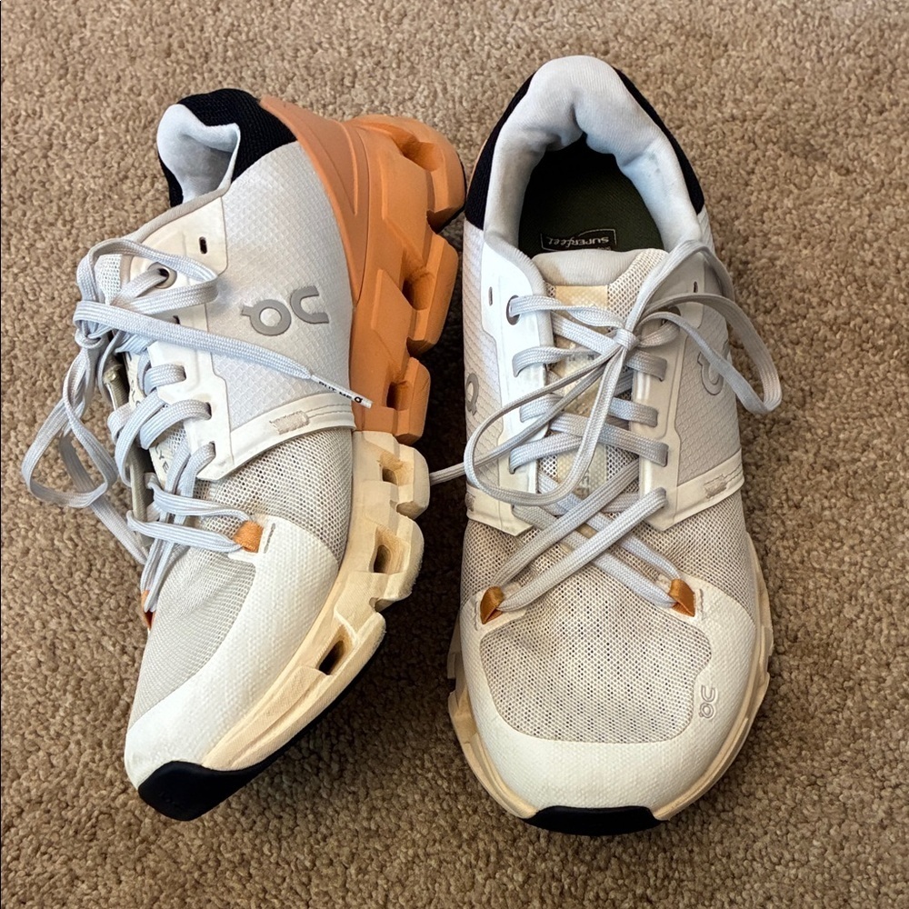 On Running Sneakers in White and Orange size 8